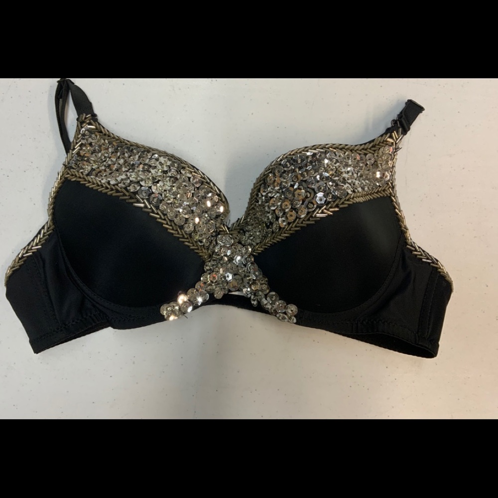 Embellished black bra